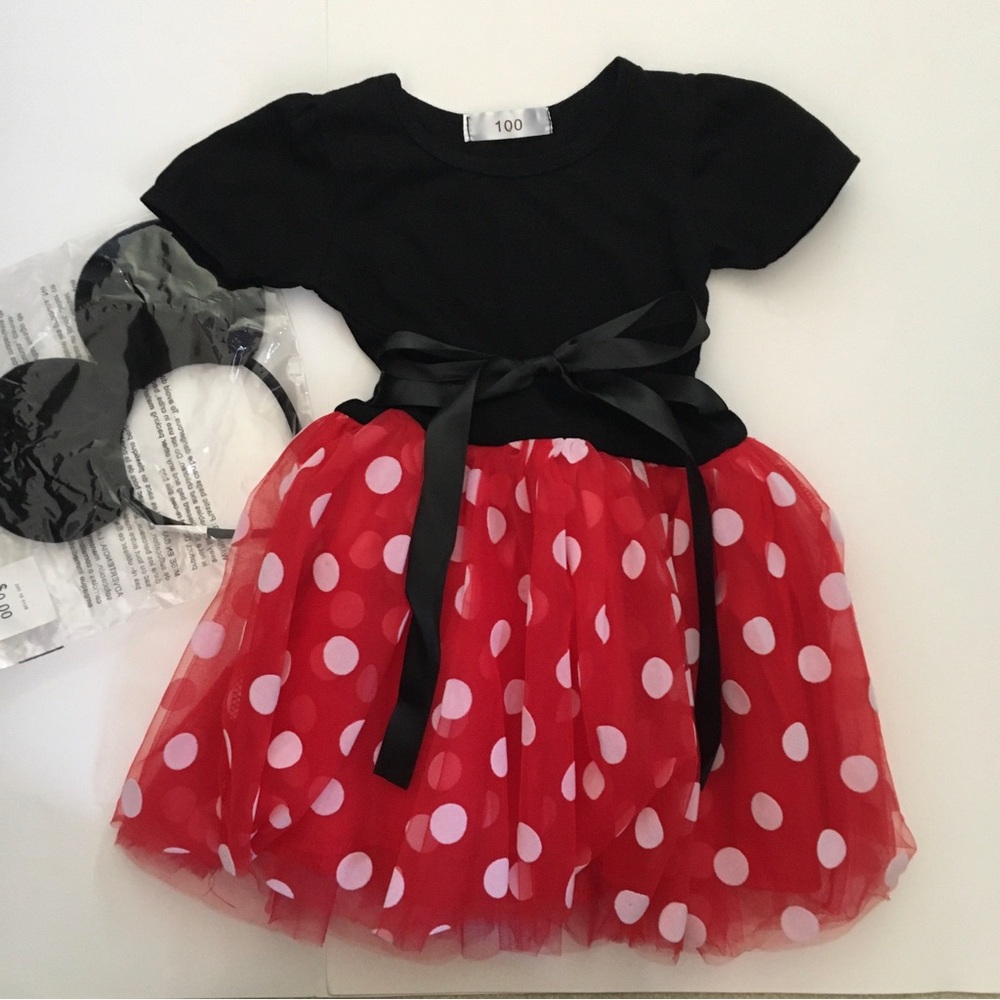 Minnie Mouse (100cm) Size 4 Halloween Costume Dress Up Play Red Dress & Headband
